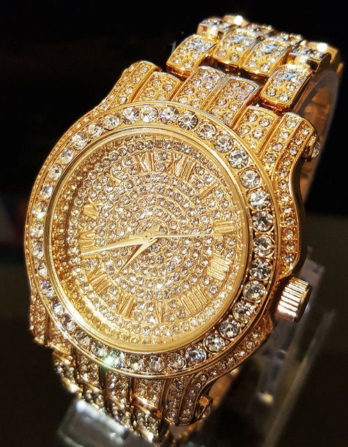 Load image into Gallery viewer, Pave Iced Out Roman Numeral Hip Hop Watch
