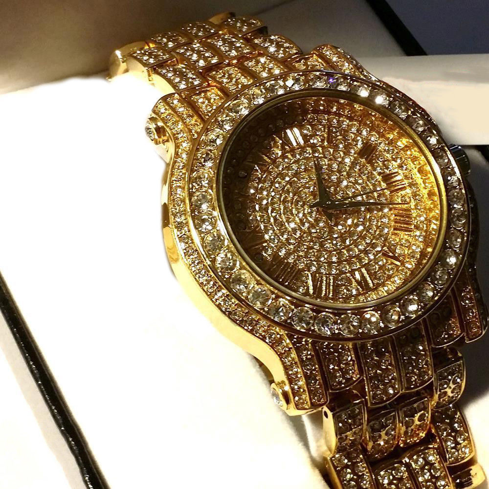 Pave Iced Out Roman Numeral Hip Hop Watch