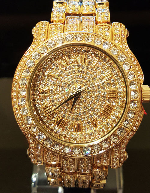 Load image into Gallery viewer, Pave Iced Out Roman Numeral Hip Hop Watch
